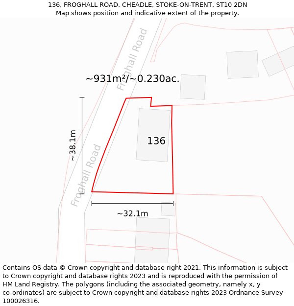 136, FROGHALL ROAD, CHEADLE, STOKE-ON-TRENT, ST10 2DN: Plot and title map