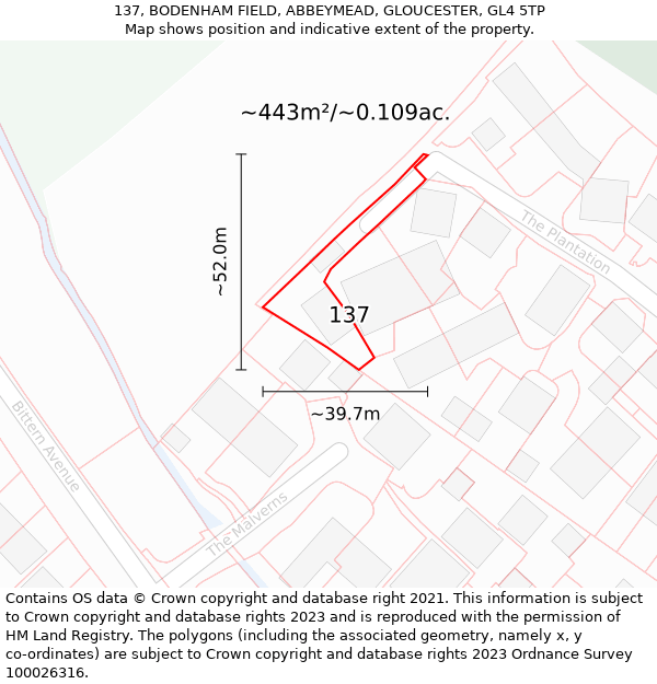 137, BODENHAM FIELD, ABBEYMEAD, GLOUCESTER, GL4 5TP: Plot and title map