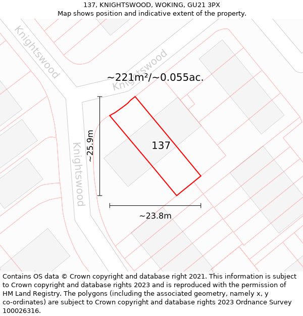 137, KNIGHTSWOOD, WOKING, GU21 3PX: Plot and title map