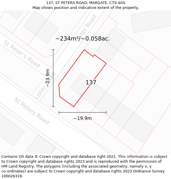 137, ST PETERS ROAD, MARGATE, CT9 4AG: Plot and title map