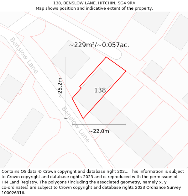 138, BENSLOW LANE, HITCHIN, SG4 9RA: Plot and title map