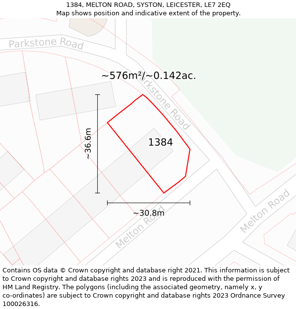 1384, MELTON ROAD, SYSTON, LEICESTER, LE7 2EQ: Plot and title map