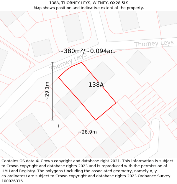 138A, THORNEY LEYS, WITNEY, OX28 5LS: Plot and title map