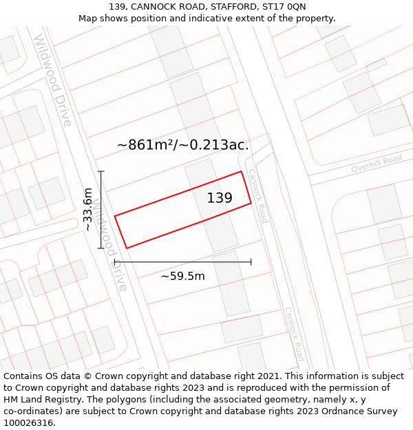 139, CANNOCK ROAD, STAFFORD, ST17 0QN: Plot and title map