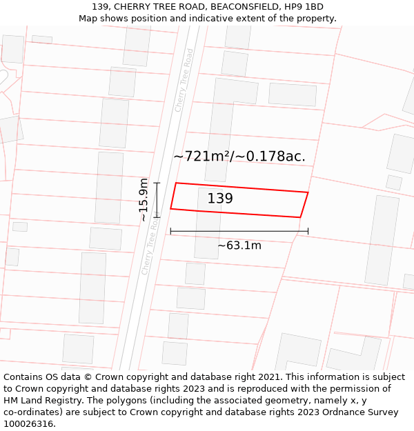 139, CHERRY TREE ROAD, BEACONSFIELD, HP9 1BD: Plot and title map