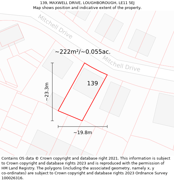 139, MAXWELL DRIVE, LOUGHBOROUGH, LE11 5EJ: Plot and title map