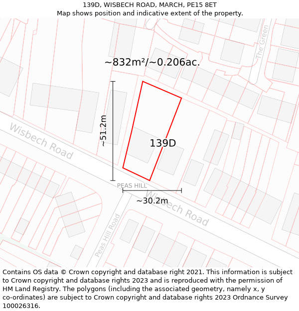 139D, WISBECH ROAD, MARCH, PE15 8ET: Plot and title map