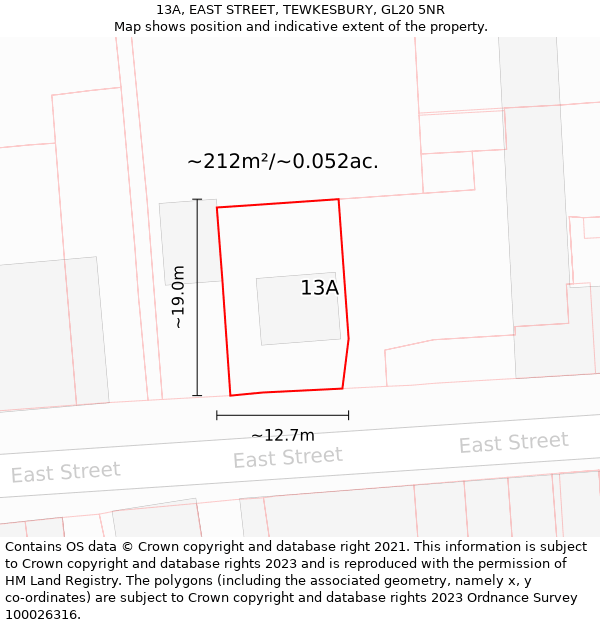 13A, EAST STREET, TEWKESBURY, GL20 5NR: Plot and title map