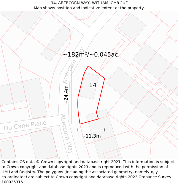 14, ABERCORN WAY, WITHAM, CM8 2UF: Plot and title map