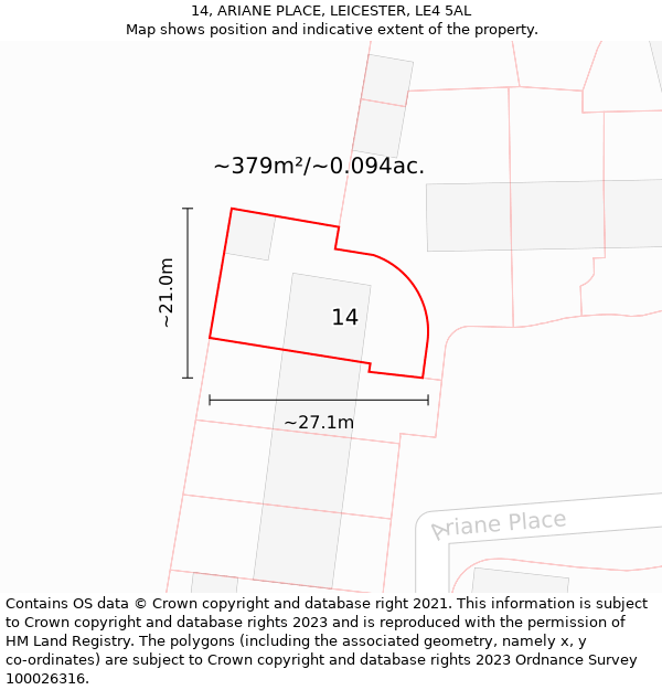 14, ARIANE PLACE, LEICESTER, LE4 5AL: Plot and title map