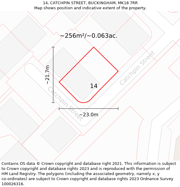 14, CATCHPIN STREET, BUCKINGHAM, MK18 7RR: Plot and title map