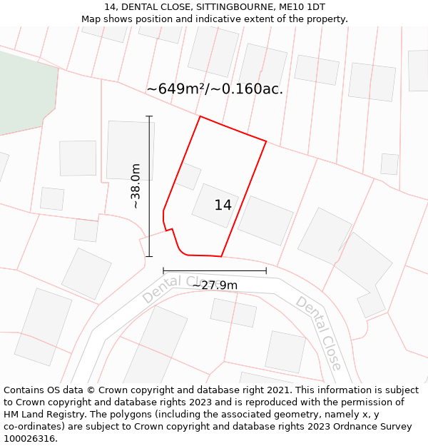 14, DENTAL CLOSE, SITTINGBOURNE, ME10 1DT: Plot and title map