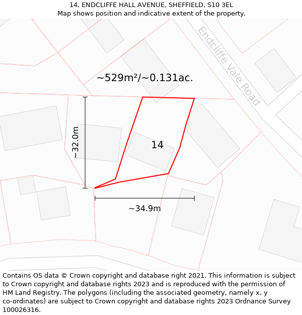 14, ENDCLIFFE HALL AVENUE, SHEFFIELD, S10 3EL: Plot and title map