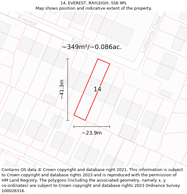 14, EVEREST, RAYLEIGH, SS6 9PL: Plot and title map