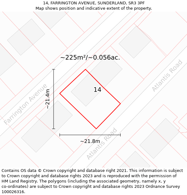 14, FARRINGTON AVENUE, SUNDERLAND, SR3 3PF: Plot and title map