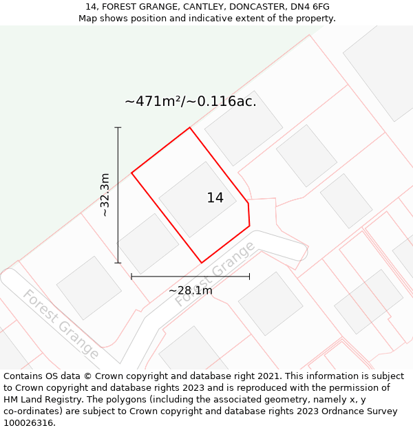 14, FOREST GRANGE, CANTLEY, DONCASTER, DN4 6FG: Plot and title map