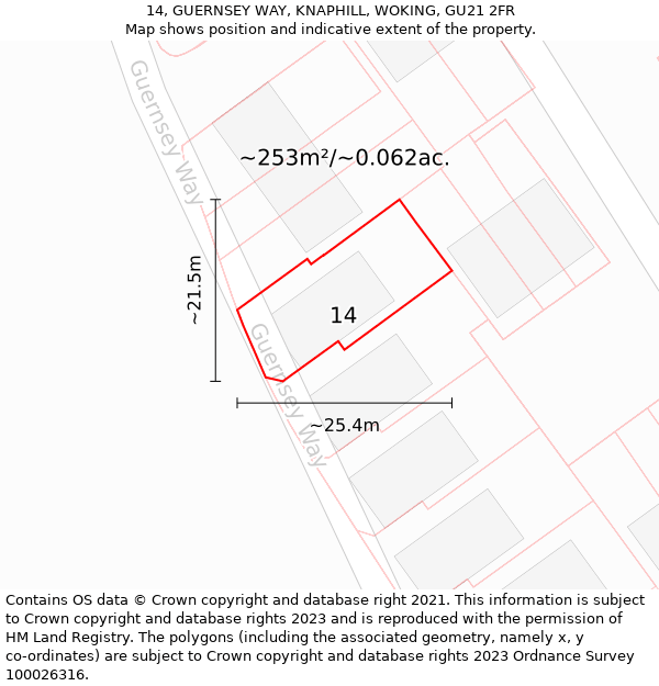 14, GUERNSEY WAY, KNAPHILL, WOKING, GU21 2FR: Plot and title map