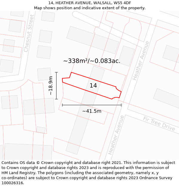 14, HEATHER AVENUE, WALSALL, WS5 4DF: Plot and title map