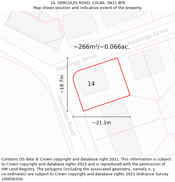 14, HERCULES ROAD, CALNE, SN11 8FR: Plot and title map
