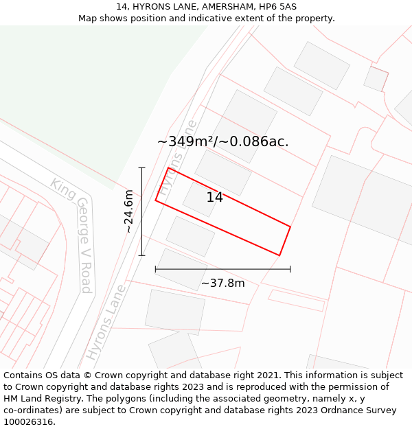 14, HYRONS LANE, AMERSHAM, HP6 5AS: Plot and title map