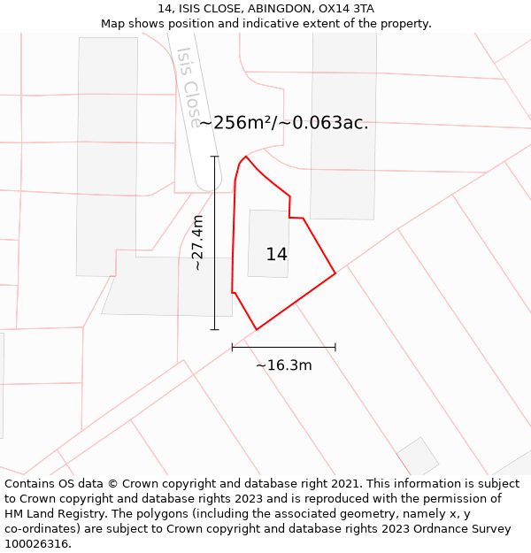 14, ISIS CLOSE, ABINGDON, OX14 3TA: Plot and title map