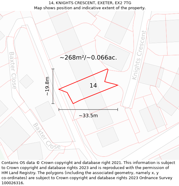 14, KNIGHTS CRESCENT, EXETER, EX2 7TG: Plot and title map