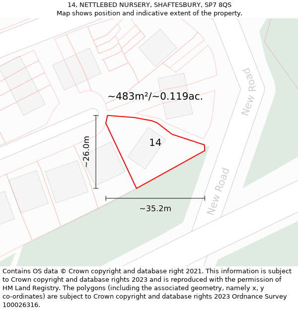 14, NETTLEBED NURSERY, SHAFTESBURY, SP7 8QS: Plot and title map