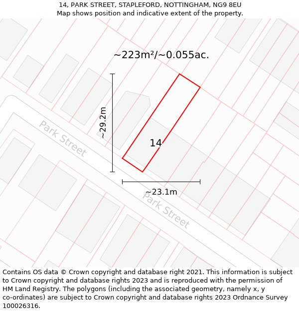 14, PARK STREET, STAPLEFORD, NOTTINGHAM, NG9 8EU: Plot and title map