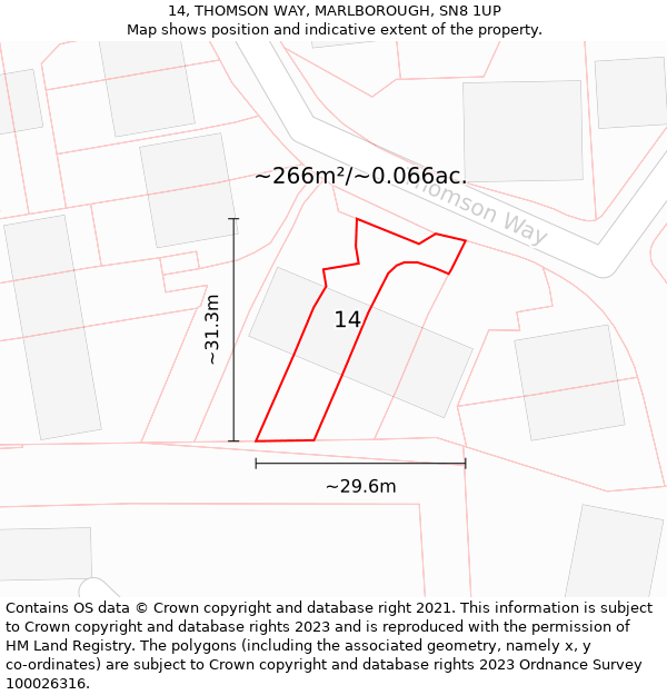 14, THOMSON WAY, MARLBOROUGH, SN8 1UP: Plot and title map