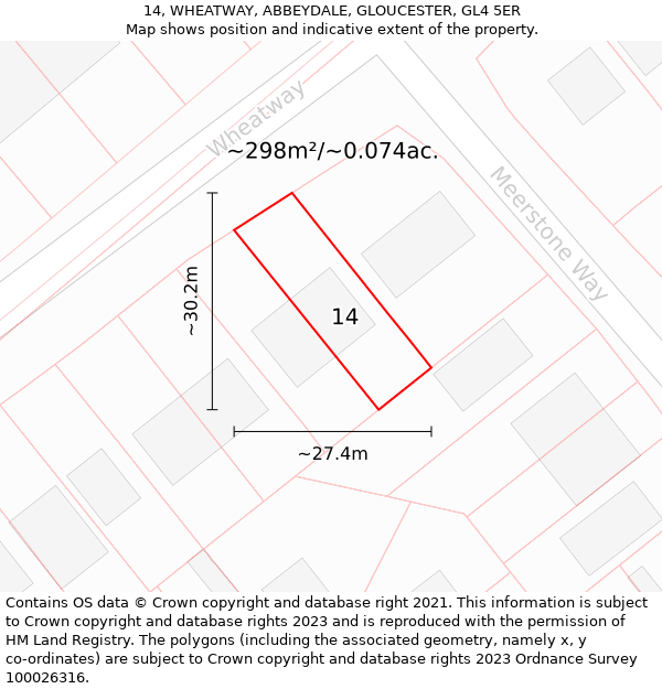 14, WHEATWAY, ABBEYDALE, GLOUCESTER, GL4 5ER: Plot and title map