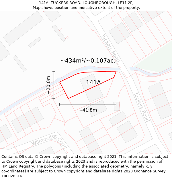 141A, TUCKERS ROAD, LOUGHBOROUGH, LE11 2PJ: Plot and title map