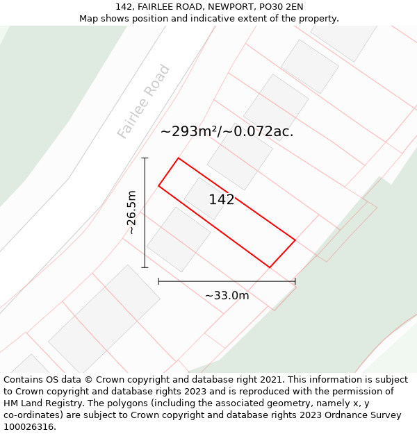 142, FAIRLEE ROAD, NEWPORT, PO30 2EN: Plot and title map