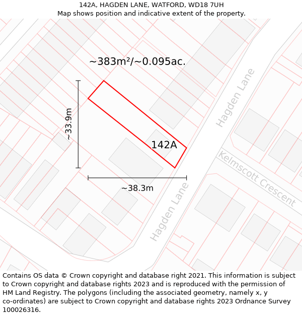 142A, HAGDEN LANE, WATFORD, WD18 7UH: Plot and title map