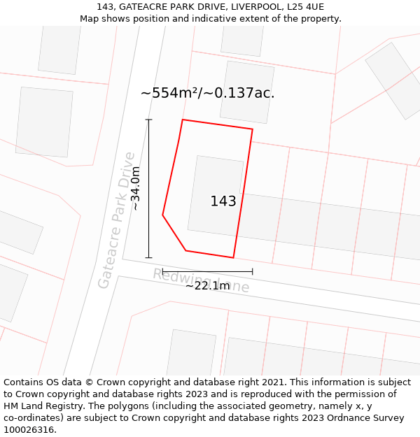 143, GATEACRE PARK DRIVE, LIVERPOOL, L25 4UE: Plot and title map