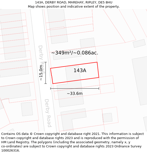 143A, DERBY ROAD, MAREHAY, RIPLEY, DE5 8HU: Plot and title map