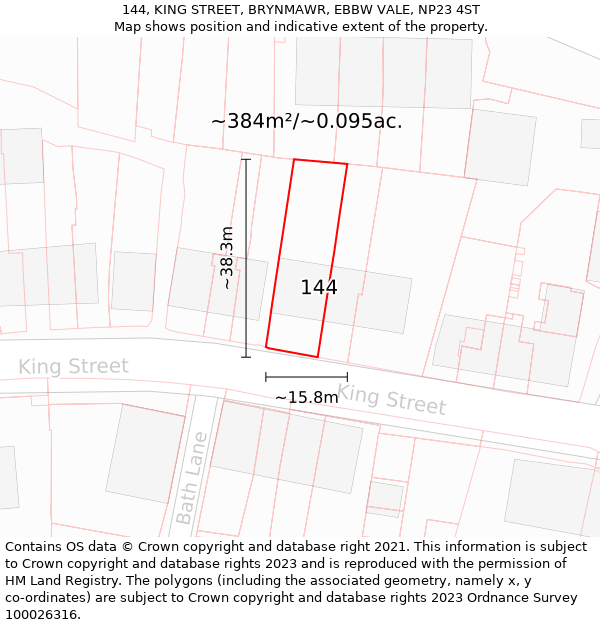 144, KING STREET, BRYNMAWR, EBBW VALE, NP23 4ST: Plot and title map