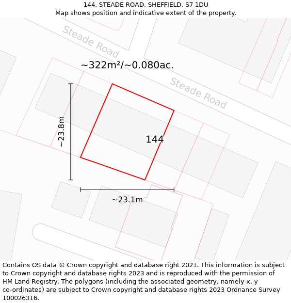 144, STEADE ROAD, SHEFFIELD, S7 1DU: Plot and title map
