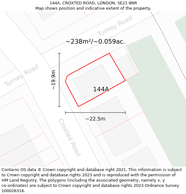 144A, CROXTED ROAD, LONDON, SE21 8NR: Plot and title map