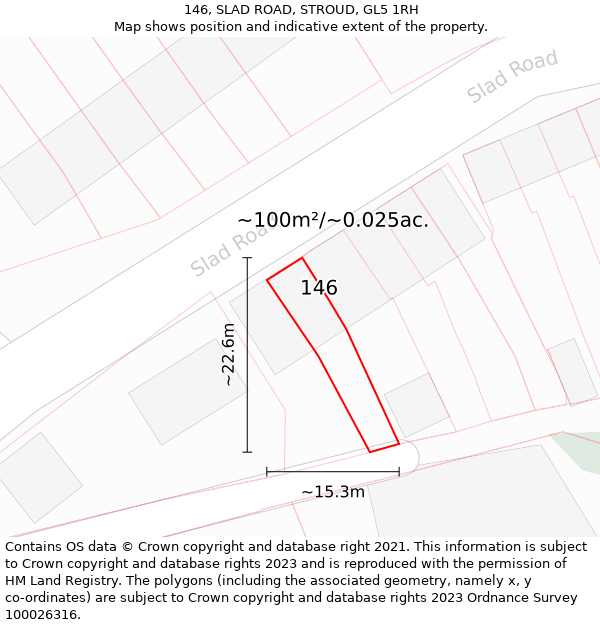 146, SLAD ROAD, STROUD, GL5 1RH: Plot and title map