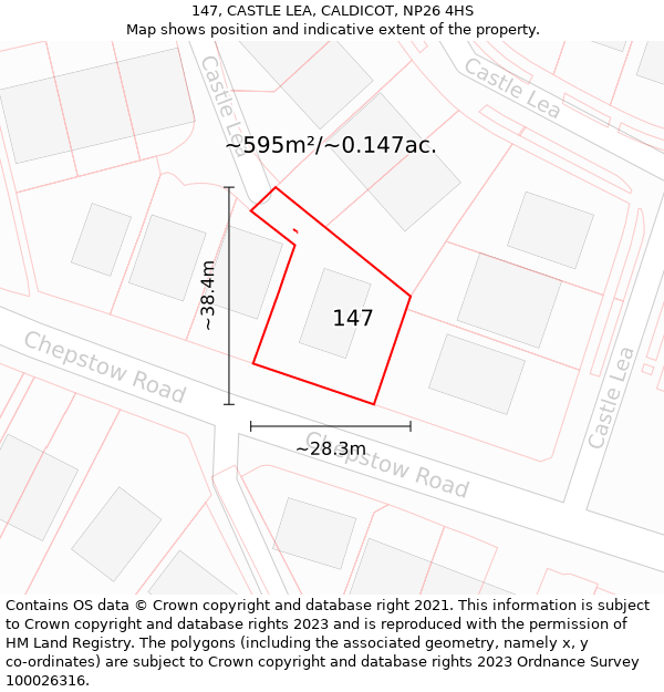 147, CASTLE LEA, CALDICOT, NP26 4HS: Plot and title map