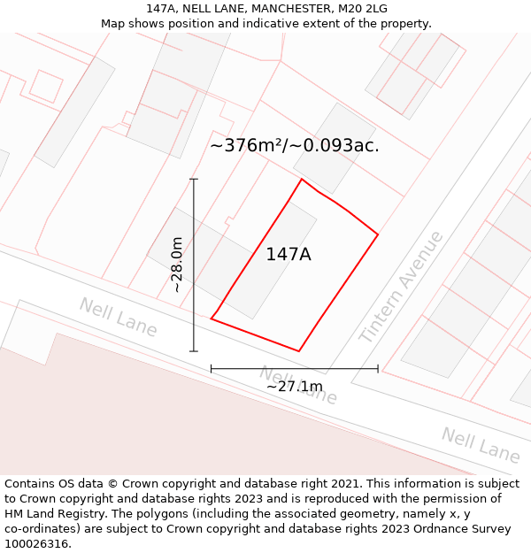 147A, NELL LANE, MANCHESTER, M20 2LG: Plot and title map