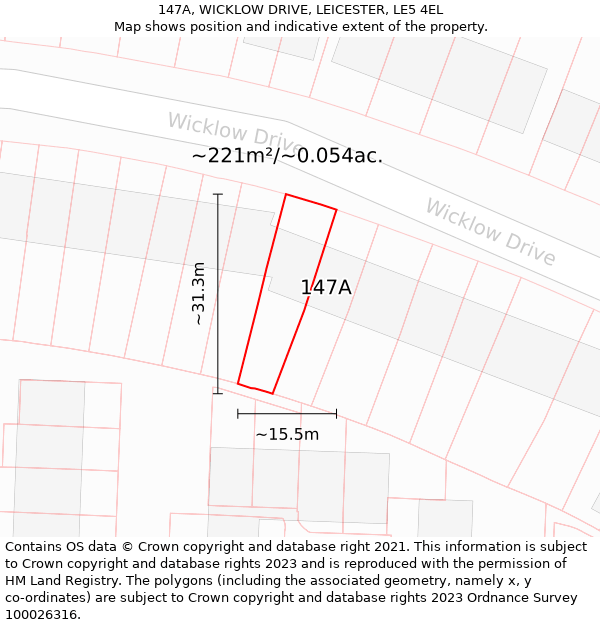 147A, WICKLOW DRIVE, LEICESTER, LE5 4EL: Plot and title map