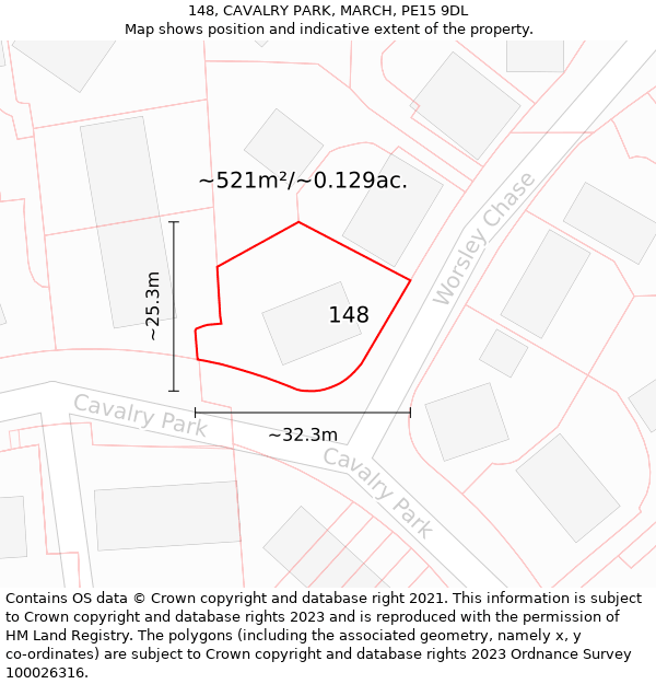 148, CAVALRY PARK, MARCH, PE15 9DL: Plot and title map