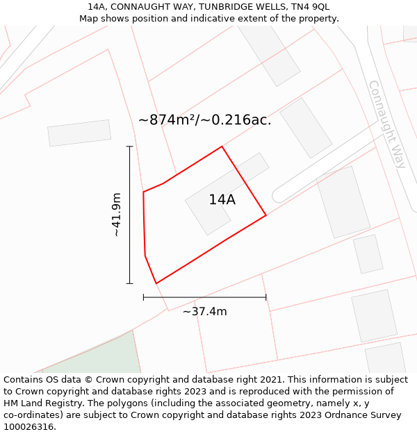 14A, CONNAUGHT WAY, TUNBRIDGE WELLS, TN4 9QL: Plot and title map