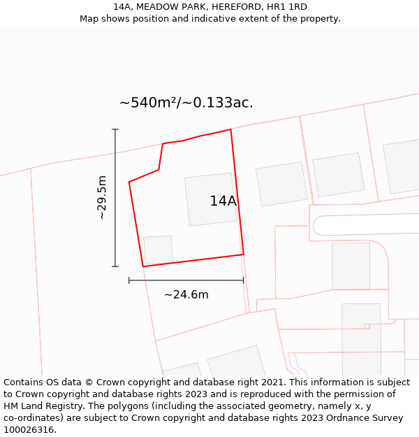 14A, MEADOW PARK, HEREFORD, HR1 1RD: Plot and title map