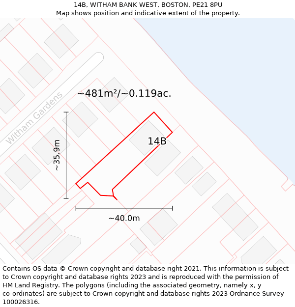 14B, WITHAM BANK WEST, BOSTON, PE21 8PU: Plot and title map