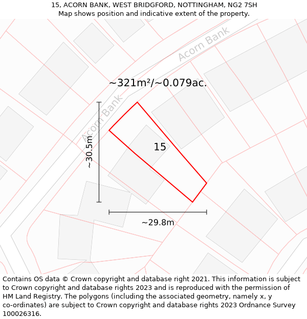 15, ACORN BANK, WEST BRIDGFORD, NOTTINGHAM, NG2 7SH: Plot and title map