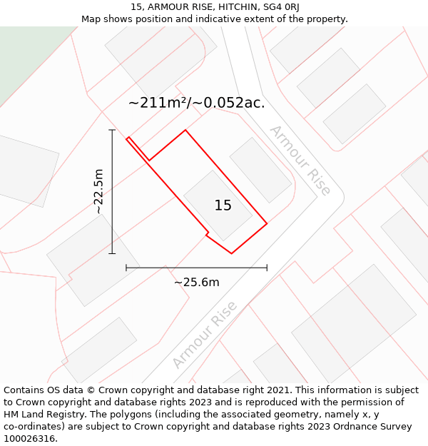 15, ARMOUR RISE, HITCHIN, SG4 0RJ: Plot and title map