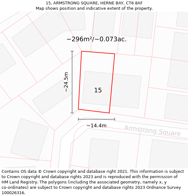 15, ARMSTRONG SQUARE, HERNE BAY, CT6 8AF: Plot and title map