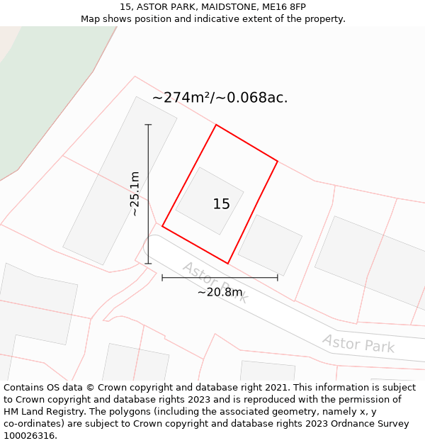 15, ASTOR PARK, MAIDSTONE, ME16 8FP: Plot and title map